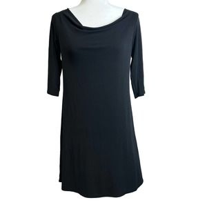 Eileen Fisher‎ Y2K Dress Women’s sz. XS 100% SILK Lagenlook Witchy Cowl 3/4